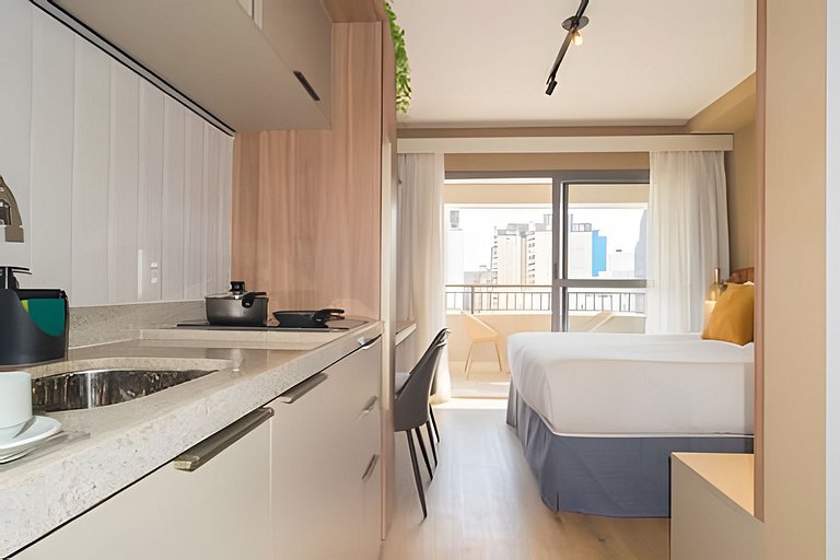 Super conforto: Studio com varanda
