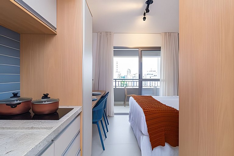 Studio no Coração de Moema com Varanda