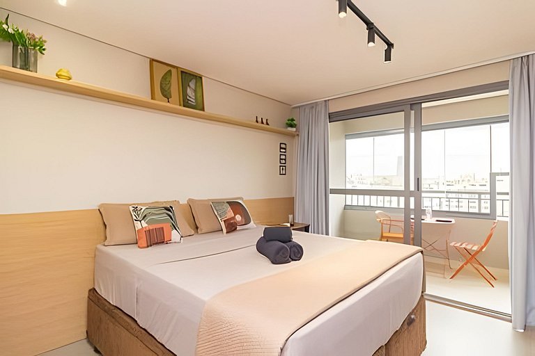 Studio c/ Varanda: Aconchego e Charme em Moema