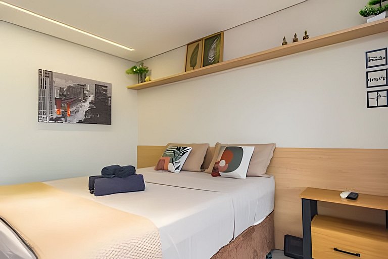 Studio c/ Varanda: Aconchego e Charme em Moema