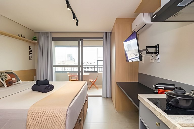 Studio c/ Varanda: Aconchego e Charme em Moema
