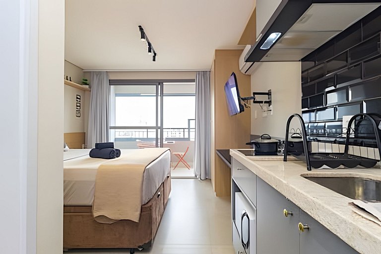 Studio c/ Varanda: Aconchego e Charme em Moema